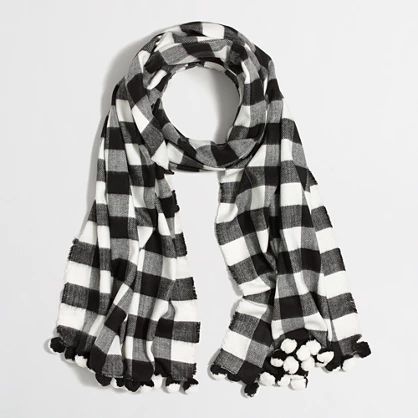 Plaid pom-pom scarf | J.Crew Factory