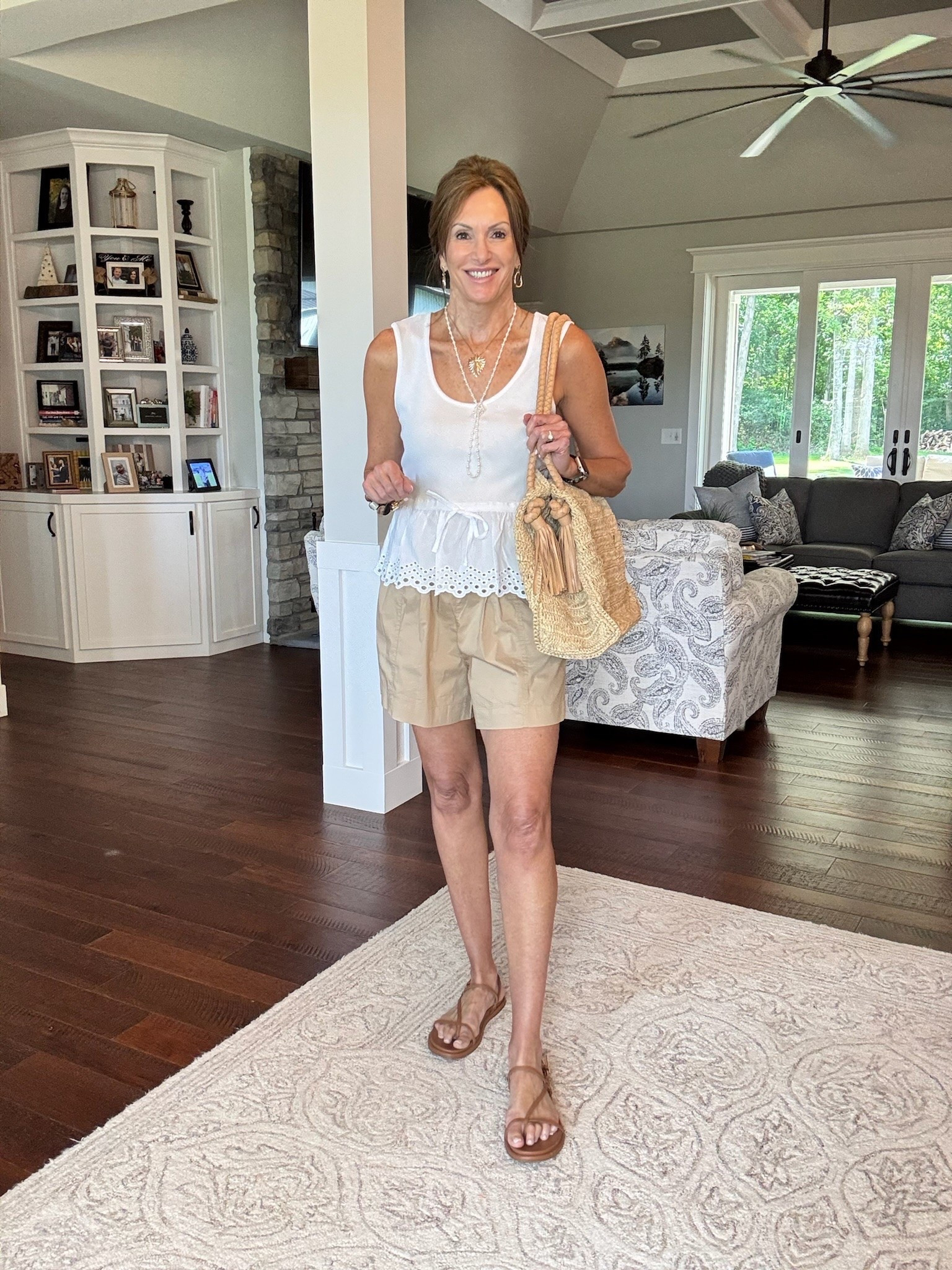 Peplum tank - large (but it's too big)
Elastic waist tie shorts / size medium

OOTD, outfit of the day, daily style inspiration

#LTKOver40 #LTKMidsize #LTKTall