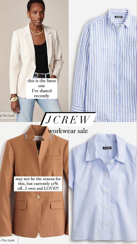 Jcrew workwear sale 

I own both blazers. The regent Carmel one is 52% off. I LOVE this blazer!!  Love both but what a deal on that one 

#LTKSaleAlert #LTKOver40 #LTKStyleTip