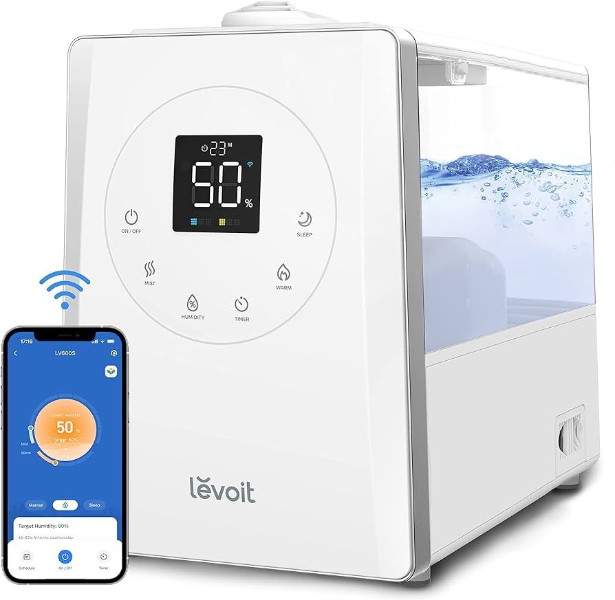 LEVOIT LV600S Humidifiers for Bedroom Large Room Home, 6L Warm and Cool Mist Top Fill Ultrasonic ... | Amazon (US)