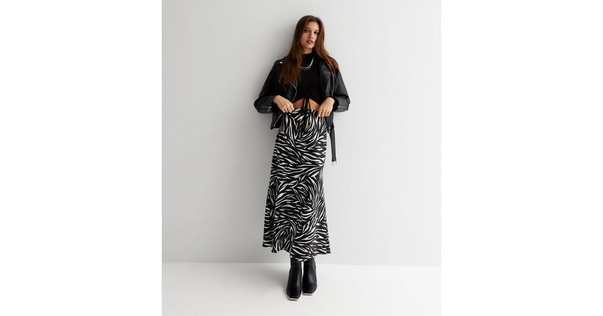 White Zebra Print Satin Bias Cut Midi Skirt
						
						Add to Saved Items
						Remove from Sav... | New Look (UK)