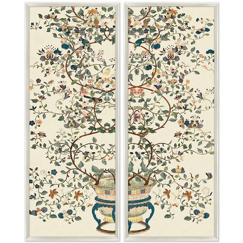 Flower Pot Chinoiserie Branches Diptych | One Kings Lane