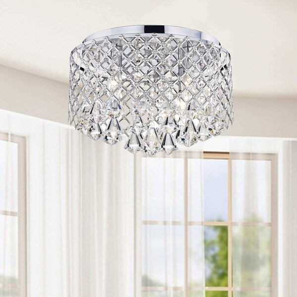 Nerisa Chrome Crystal Flush Mount Chandelier | Bed Bath & Beyond