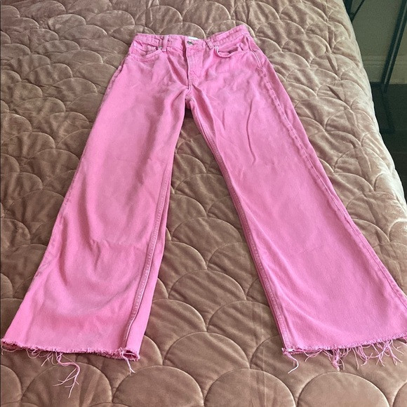Zara Pink Flare Wide Leg Jeans | Poshmark