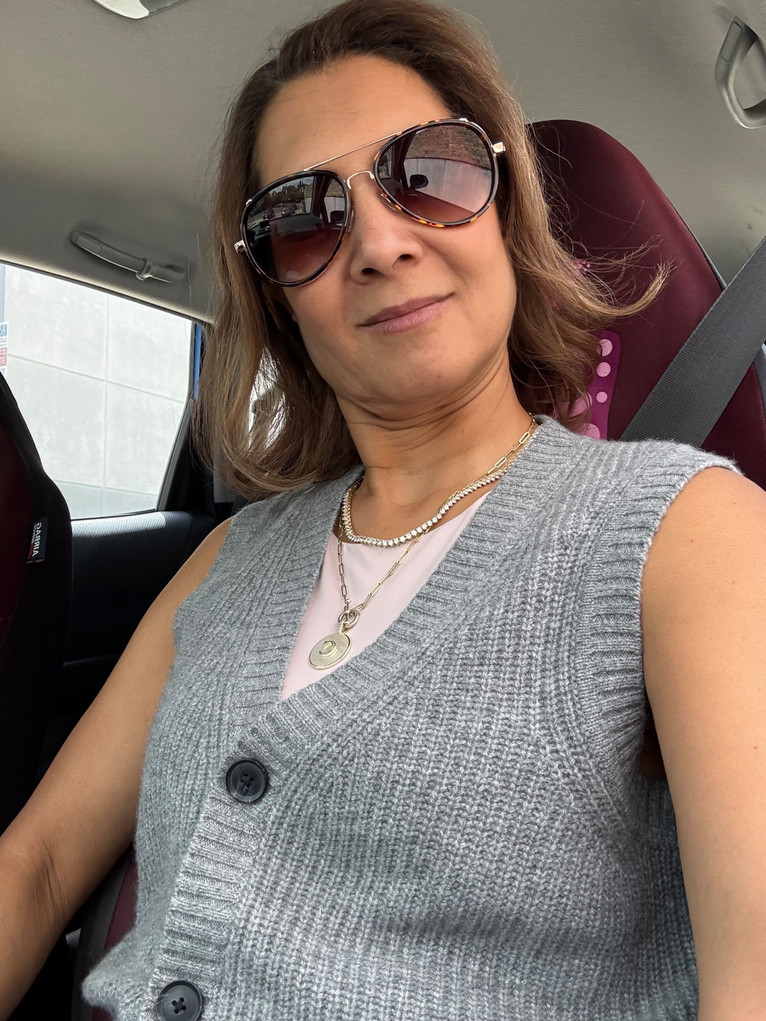 The sun is out after last weekend’s rain, and I’m appreciating the 100% UV protection on these aviator sunnies. My vest is a Quince find and oh so cozy. I layered it with a pink bodysuit, may favorite necklace stack from Melinda Maria, and a stylish pair of barrel jeans. able style.  Tap to shop; follow for more afford

#LTKootd #LTKOver40 #LTKSeasonal