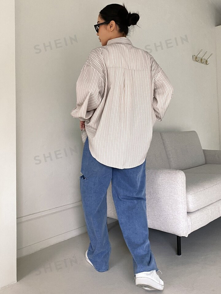 DAZY Striped Drop Shoulder Shirt | SHEIN