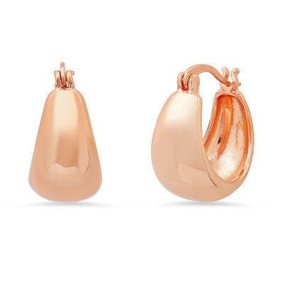 Steeltime Ladies 18k rose gold plated brass thick small hoop earrings | Target