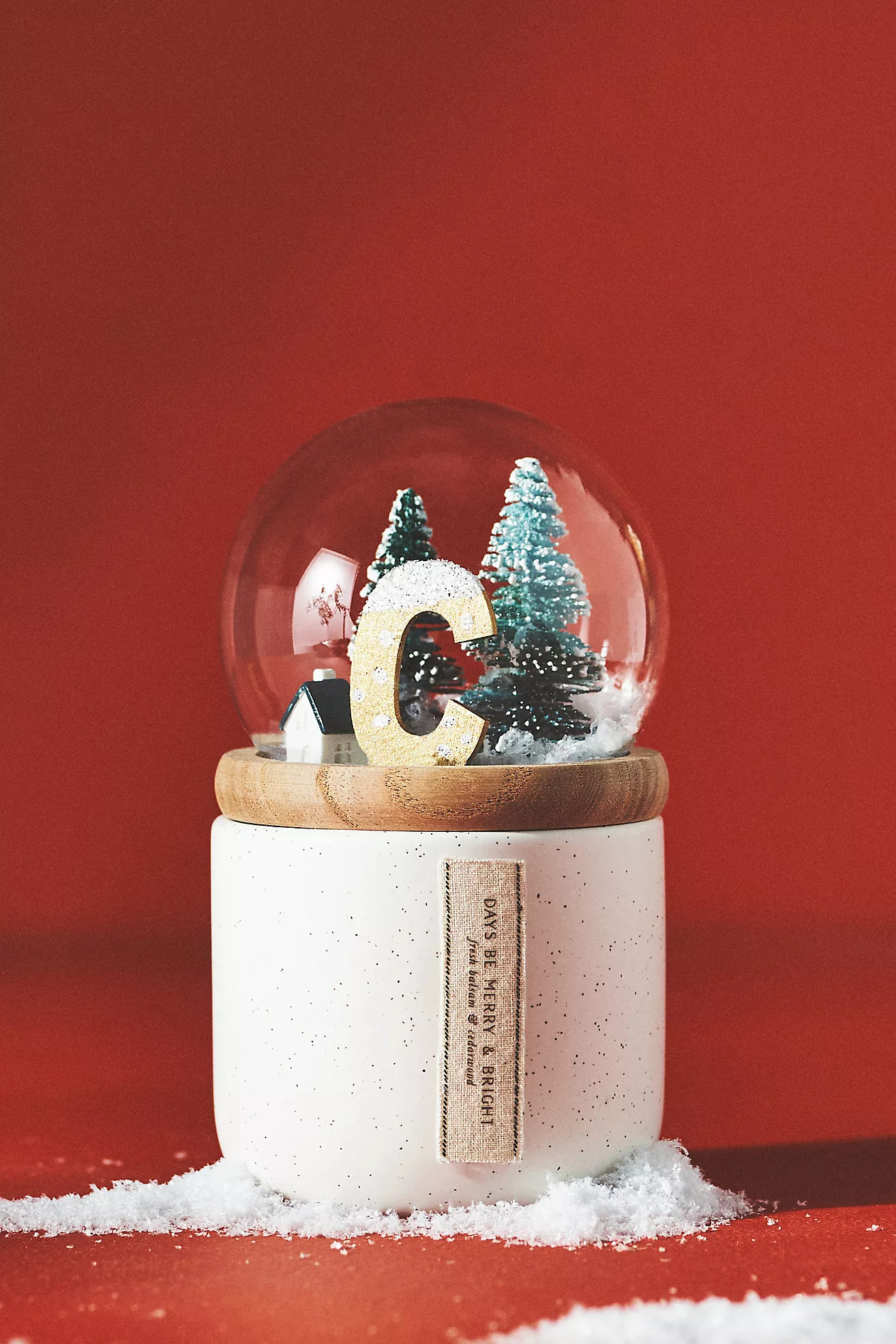 Monogram Snow Globe Woody Fresh Balsam & Cedarwood  Ceramic Candle | Anthropologie (US)