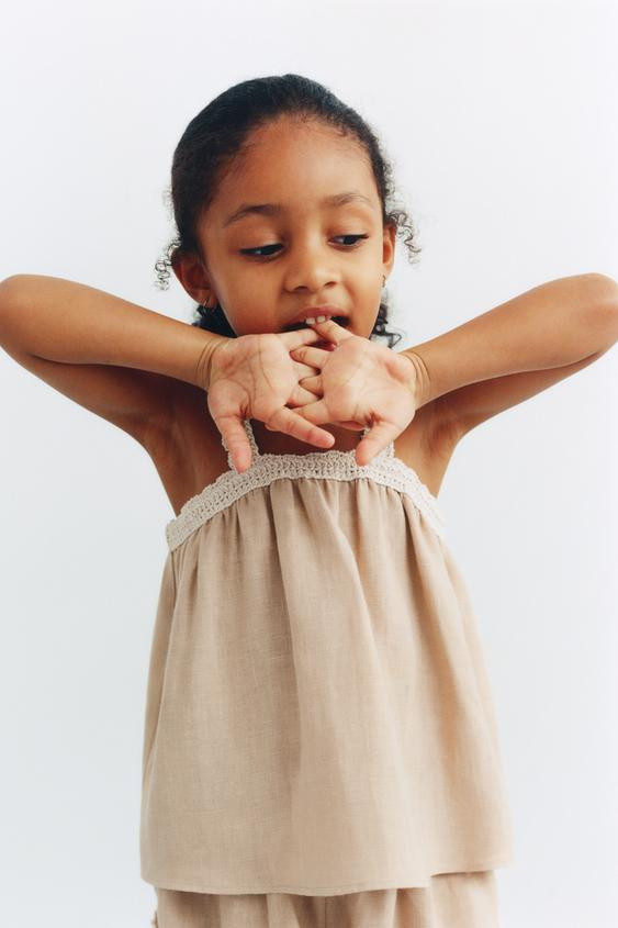 100% LINEN CROCHET TOP | Zara UK