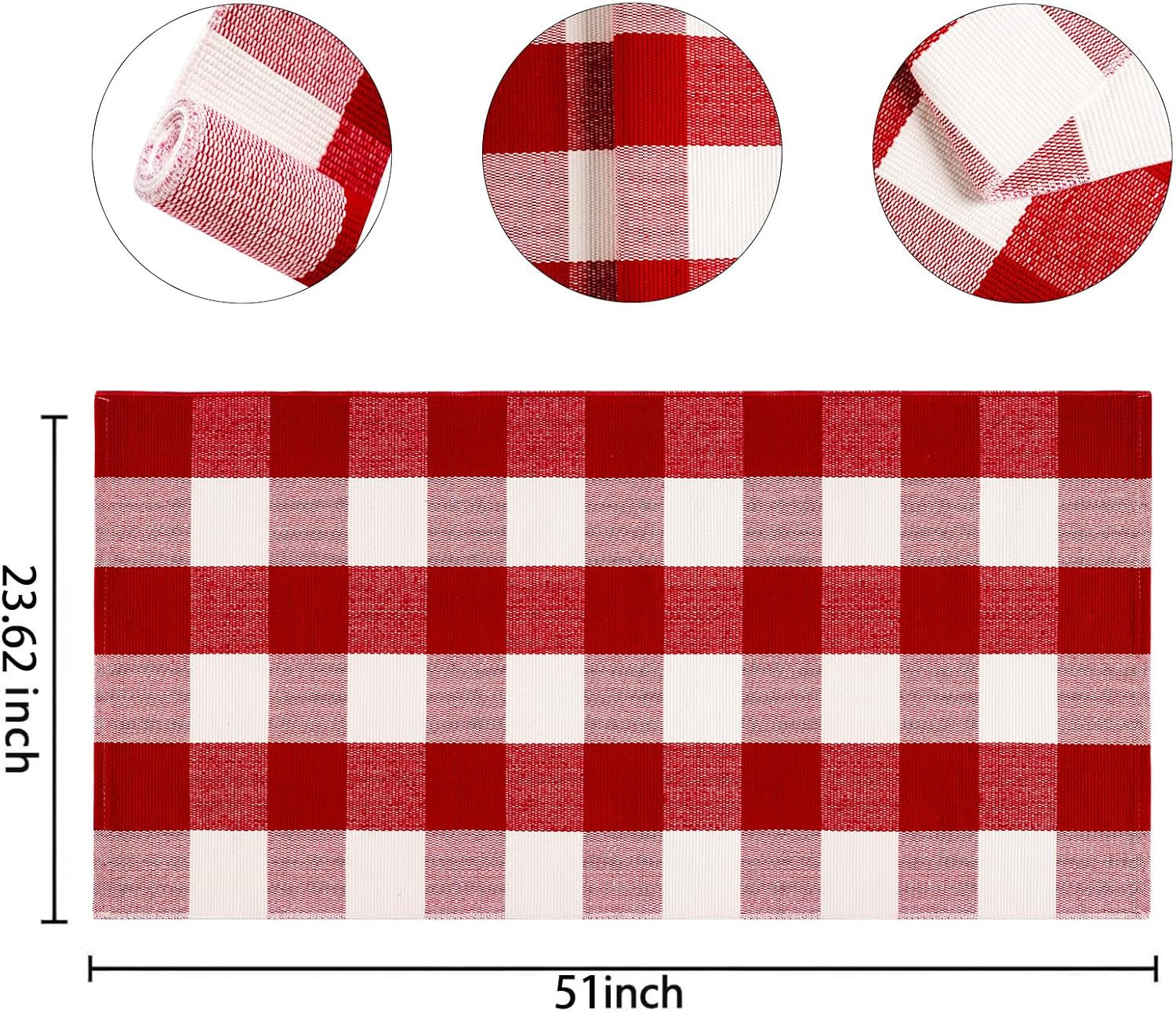 Christmas Outdoor Rugs 24 x 51''Red White Buffalo Plaid Front Porch Rug Hand-Woven Machine Washab... | Amazon (US)