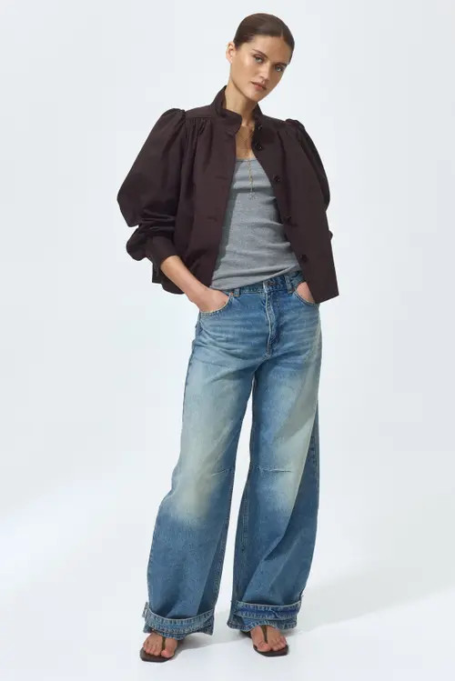 H&M Barrel High Waist Jeans in Denim Blue at Nordstrom, Size 8 | Nordstrom