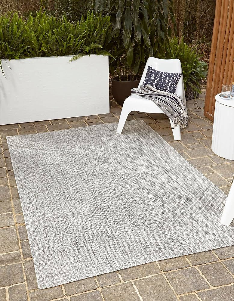 Unique Loom Collection Casual Transitional Solid Heathered Indoor/Outdoor Flatweave Area Rug (7' ... | Amazon (US)