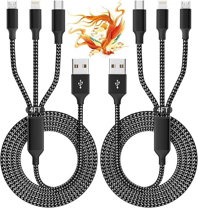 IDISON Multi Charging Cable(2Pack 4FT), 3 in 1 USB Charging Cable for Multiple Devices, Braided U... | Amazon (US)