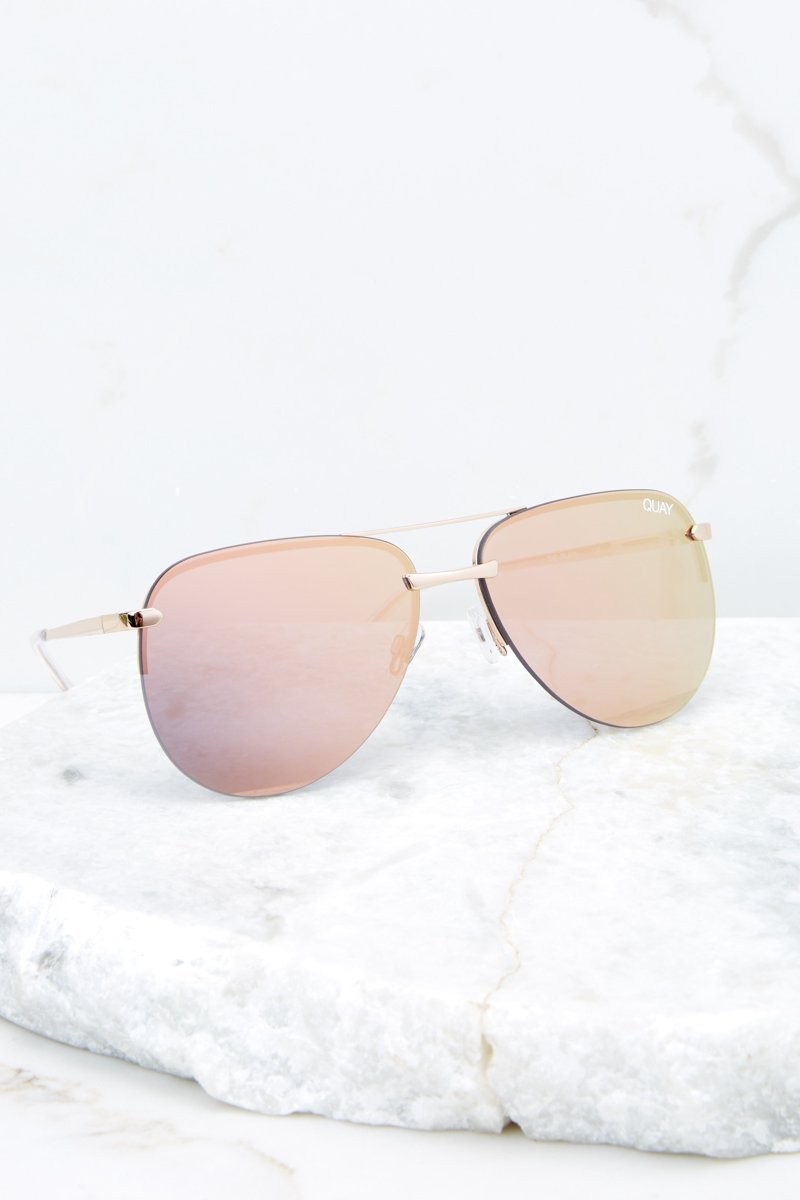 Playa Gold Pink Sunglasses | Red Dress 