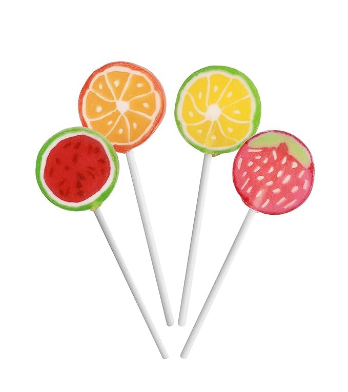 Handmade Assorted Fruit Flavored Lollipops, Fruity Strawberry, Orange, Lemon, Grape, and Green Ap... | Amazon (US)