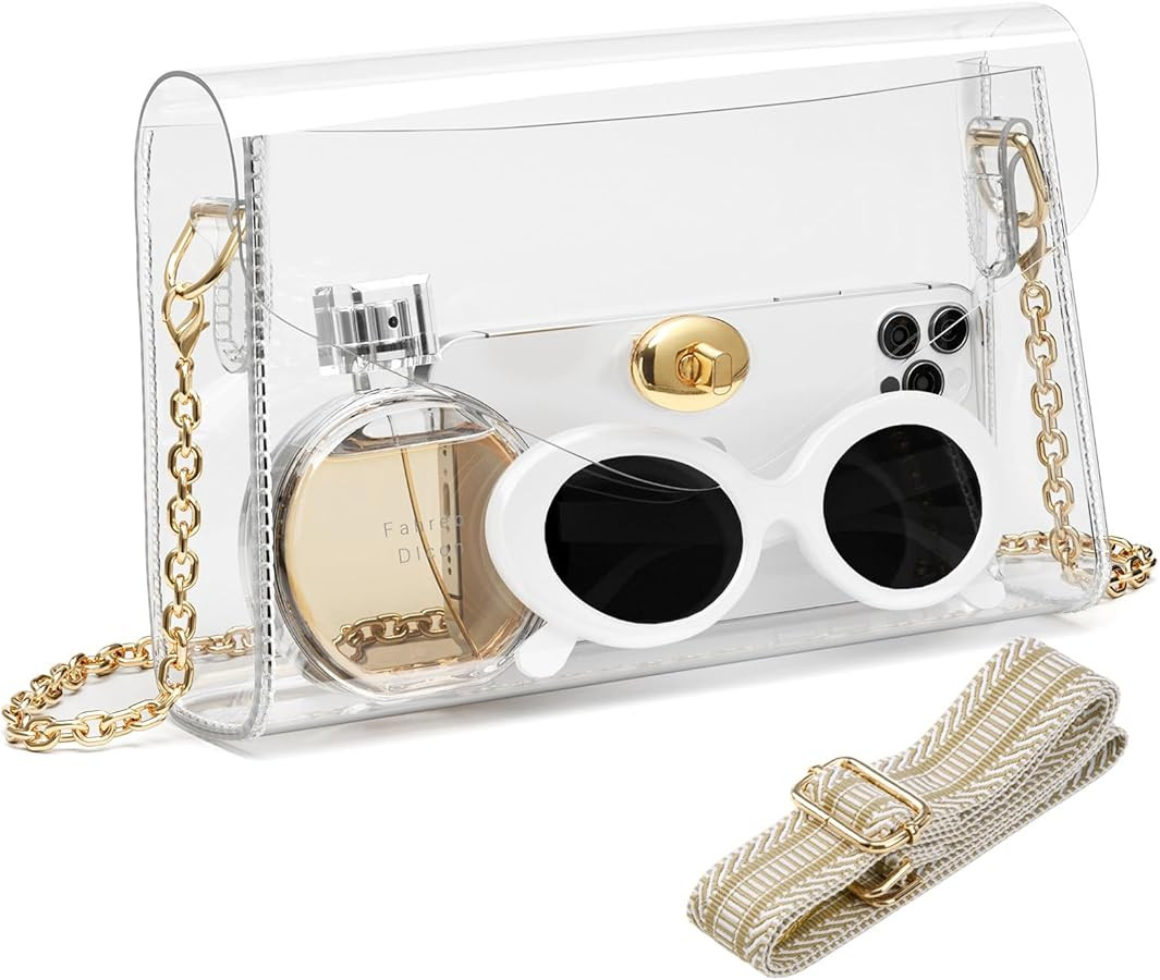 FANGSUN Clear Purse for Women Stadium Approved, Clear Crossbody Bag, Small Transparent Handbag fo... | Amazon (US)