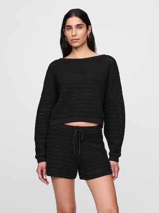 Crochet Boatneck Crop Sweater | Gap (US)