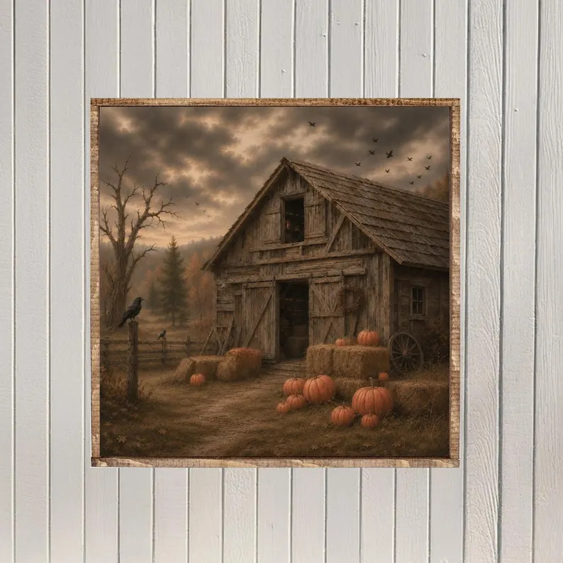 The Pumpkin Barn Canvas Printed Sign | Etsy (Global)