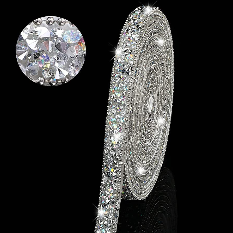 3 Yards Resin Rhinestone Ribbons Self Adhesive Diamond Ribbon Crystal Ribbon Roll Glitter Resin D... | Amazon (US)