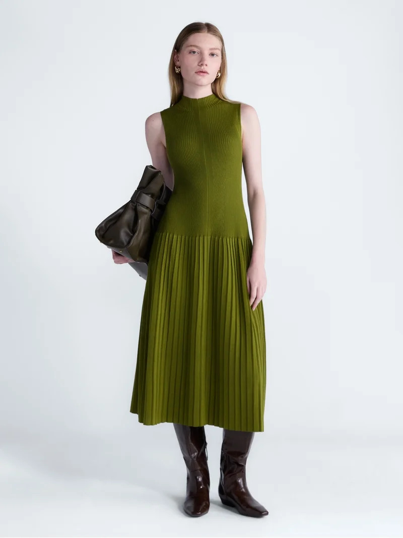 Scoop Women's and Women's Plus Mock Neck Midi Sweater Dress, Sizes XS-4X | Walmart (US)