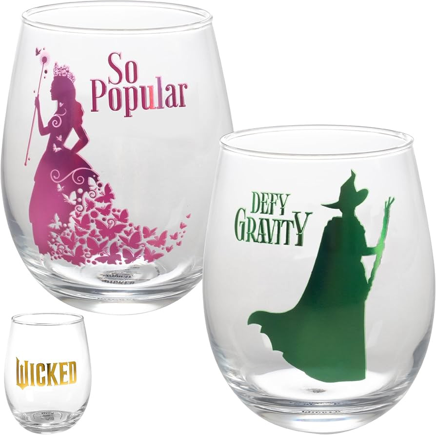 SCS Direct Wicked For Good Stemless Wine Glasses Set of 2, 18oz - Officially Licensed Movie Merch... | Amazon (US)