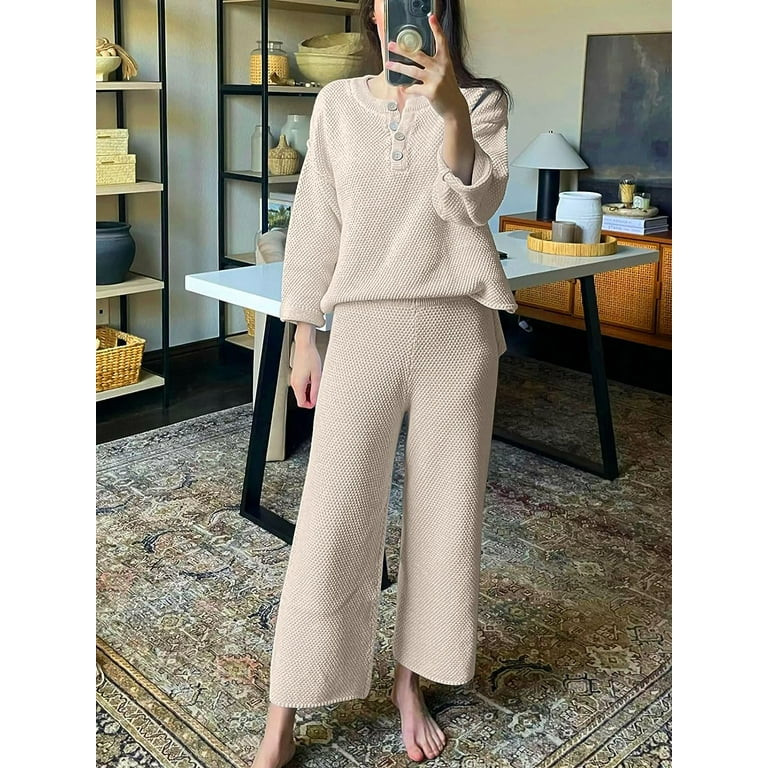 SOMER Women's 2 Piece Trendy Outfits Oversized Slouchy Matching Lounge Sets Cozy Knit Loungewear ... | Walmart (US)