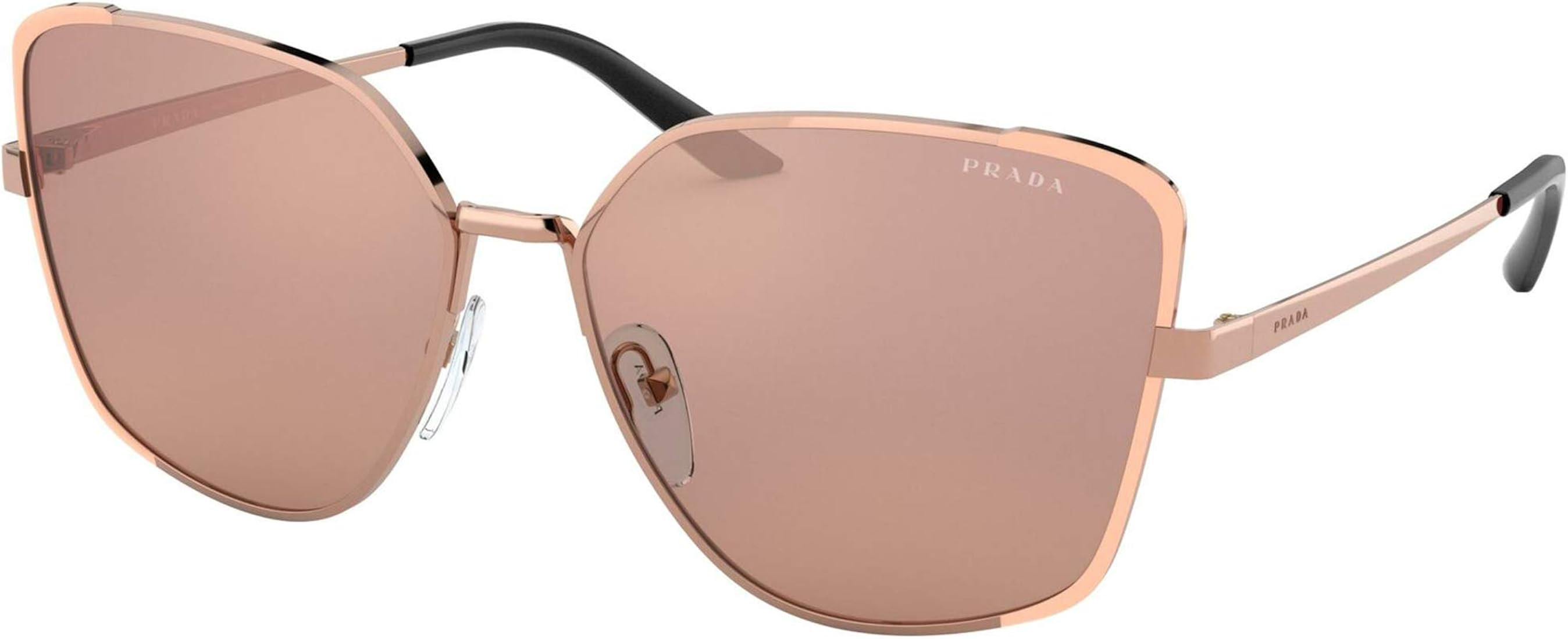Prada PR 60XS 08E03C Gold Metal Geometric Sunglasses Pink Mirror Lens | Amazon (US)