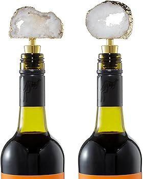 Sip and Shimmer Crystal Wine Bottle Stoppers – 2-Pcs Set Gemstone Champagne Stoppers for Bottle... | Amazon (US)