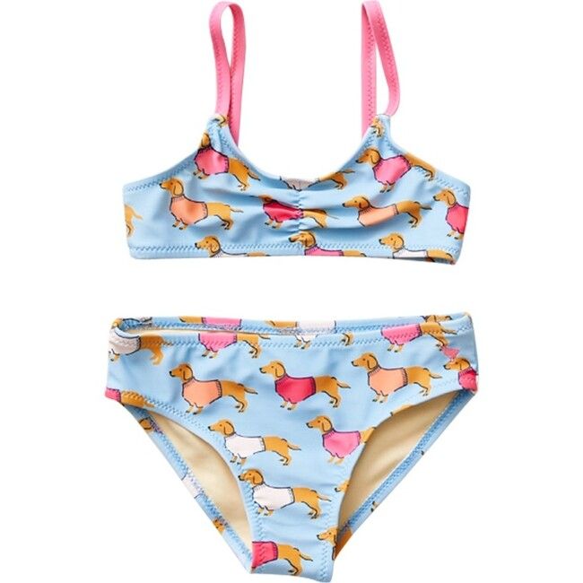 Poppy Swim Bikini, Blue Dachshunds - Pink Chicken Swim | Maisonette | Maisonette