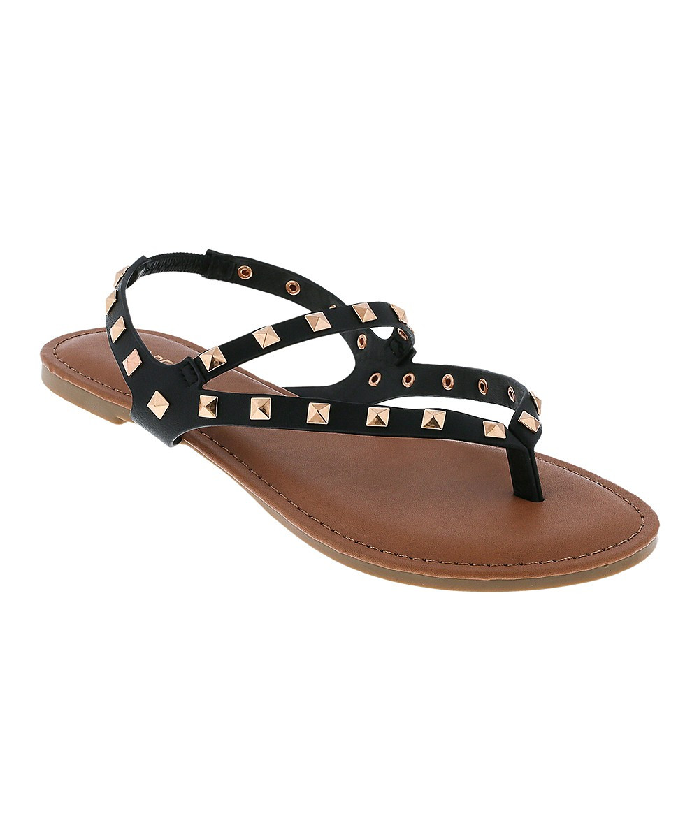 Capelli New York Women's Sandals BLACK - Black Studded Sandal - Women | Zulily