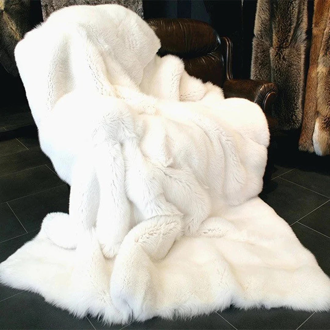 White Faux Fur Throw White Throw Blanket Throw Bed & Sofa - Etsy Canada | Etsy (CAD)