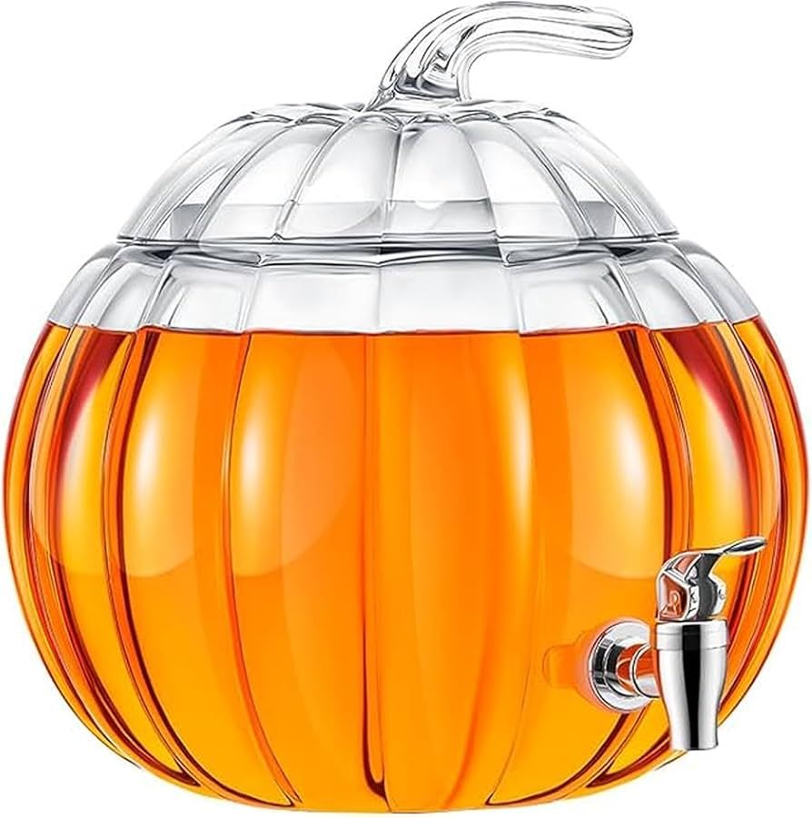 Pumpkin Drink Dispenser with Spigot 2 Gallon/8.4L Glass Drink Dispenser with Lid Transparent Beve... | Amazon (US)