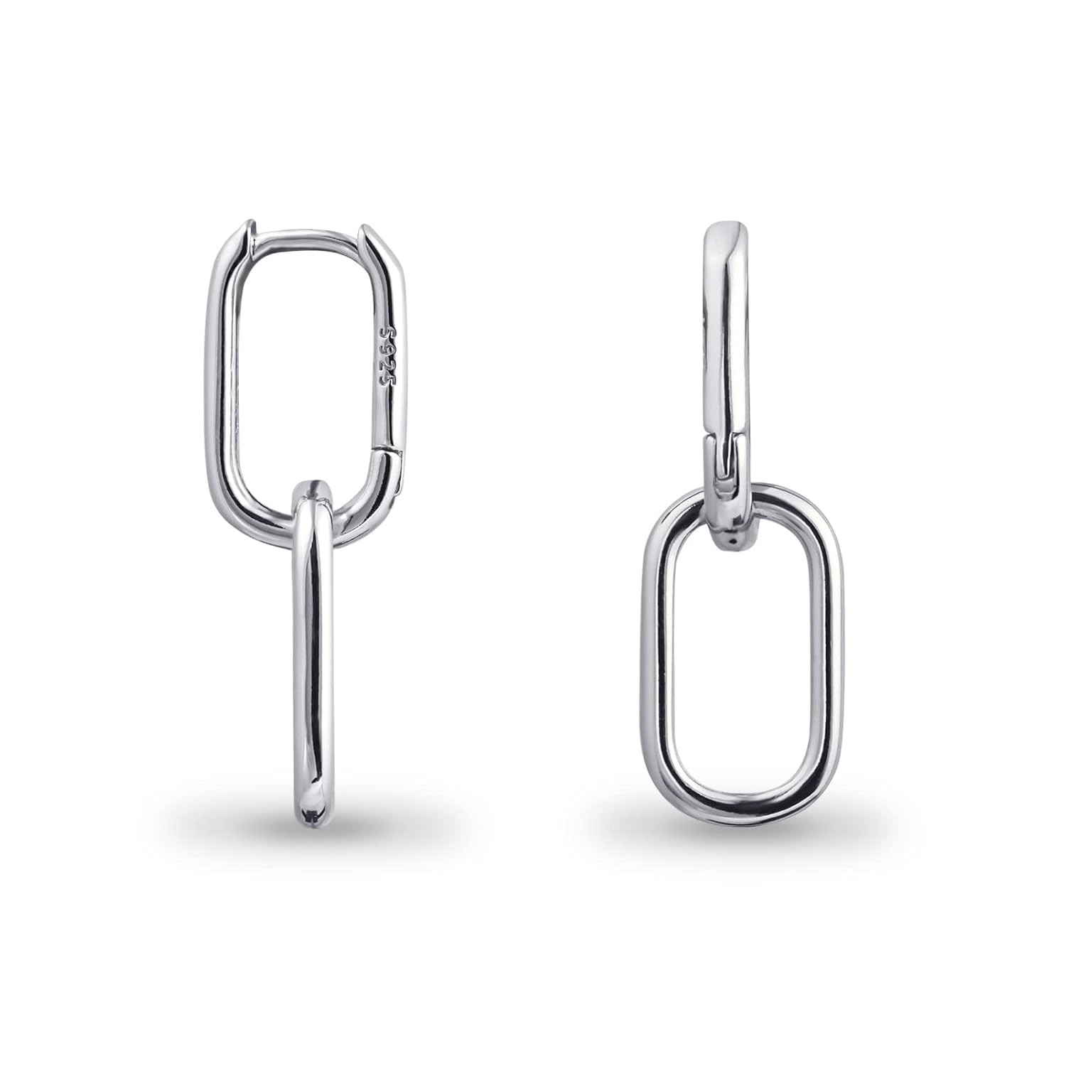 925 Sterling Silver Double Oval Huggie Hoop Earrings for Women, Small Silver Hoop Earrings for Se... | Amazon (US)