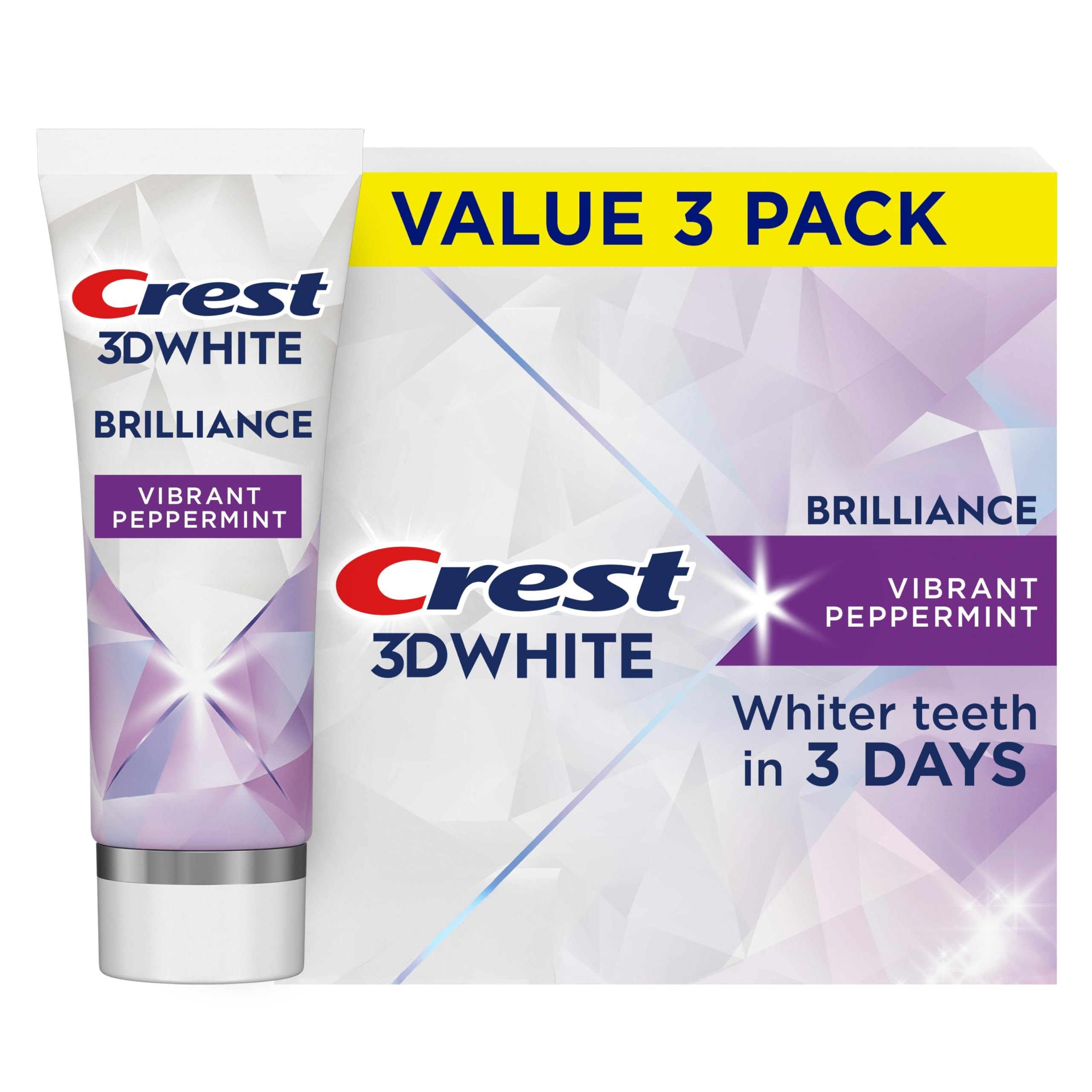 Crest 3D White Brilliance Vibrant Peppermint Teeth Whitening Toothpaste, 4.6 oz Pack of 3, Antica... | Amazon (US)