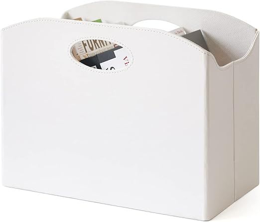 Neateam Magazine Basket Holder with Handles, Foldable PU Leather Magazine Rack Floor, Document Fi... | Amazon (US)