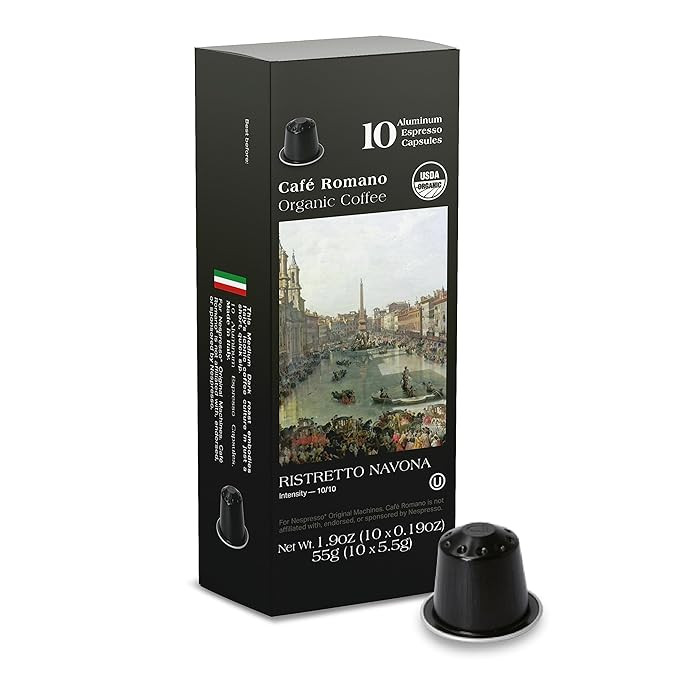Organic USDA Café Romano Coffee Aluminum Espresso Pods For Nespresso Origninal Machine 100 Pack ... | Amazon (US)