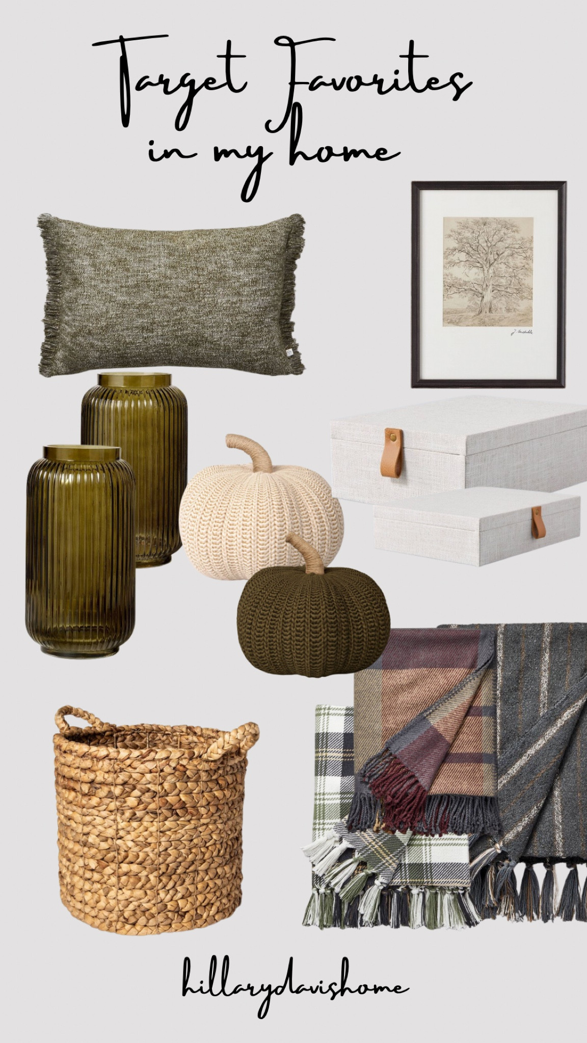 Target favorites in my home!

From these beautiful affordable throws, to my favorite fabric storage boxes, pumpkin pillows, vases, baskets and art, these are all gorgeous pieces for the season I’m absolutely loving and they are going quick! 🍁 

Target favorites | home finds | affordable finds | seagrass baskets | ribbed green vases | hearth and hand fall | plaid throw | great oak tree sketch | pumpkin pillow | green fringe lumbar pillow | target | home decor finds | fall home decor 

#LTKfindsunder100 #LTKfindsunder50 #LTKhome