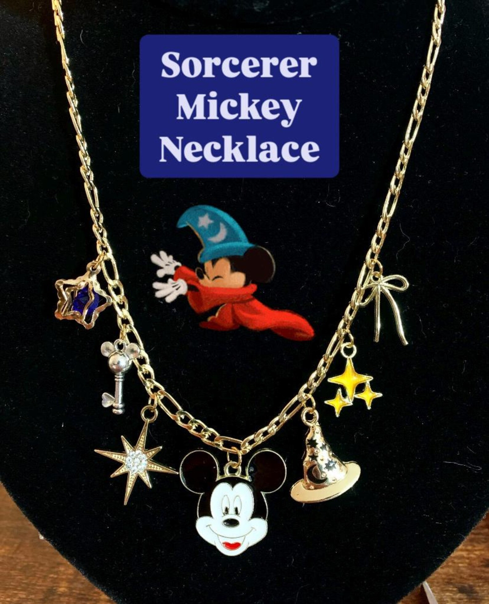 Sorcerer Mickey Fantasmic Disney Parks Charm Necklace Customizeable - Etsy | Etsy (US)