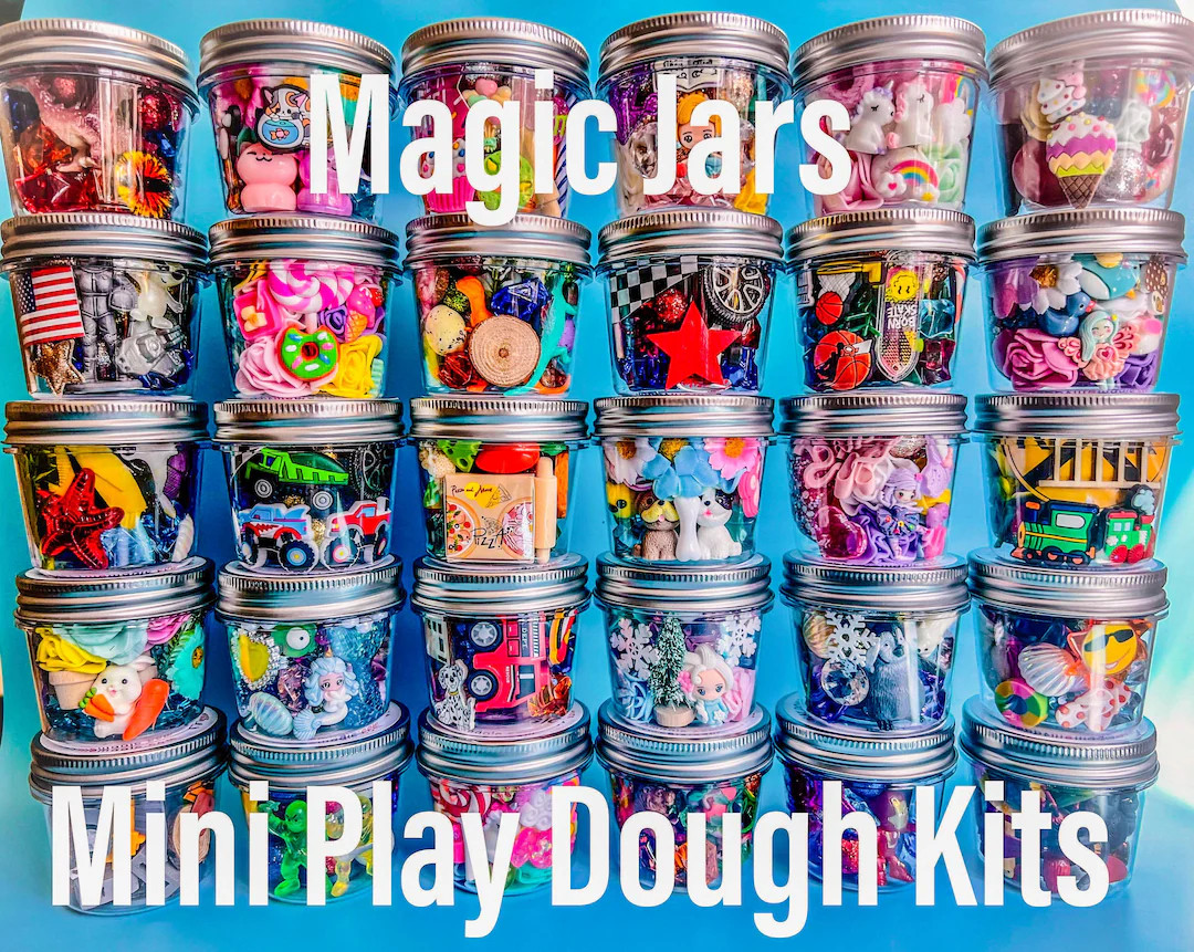 MAGIC Play Dough Jars, Play Dough Kit,kids Party Favors, Goodie Bags,birthday Party Favors, Playd... | Etsy (US)