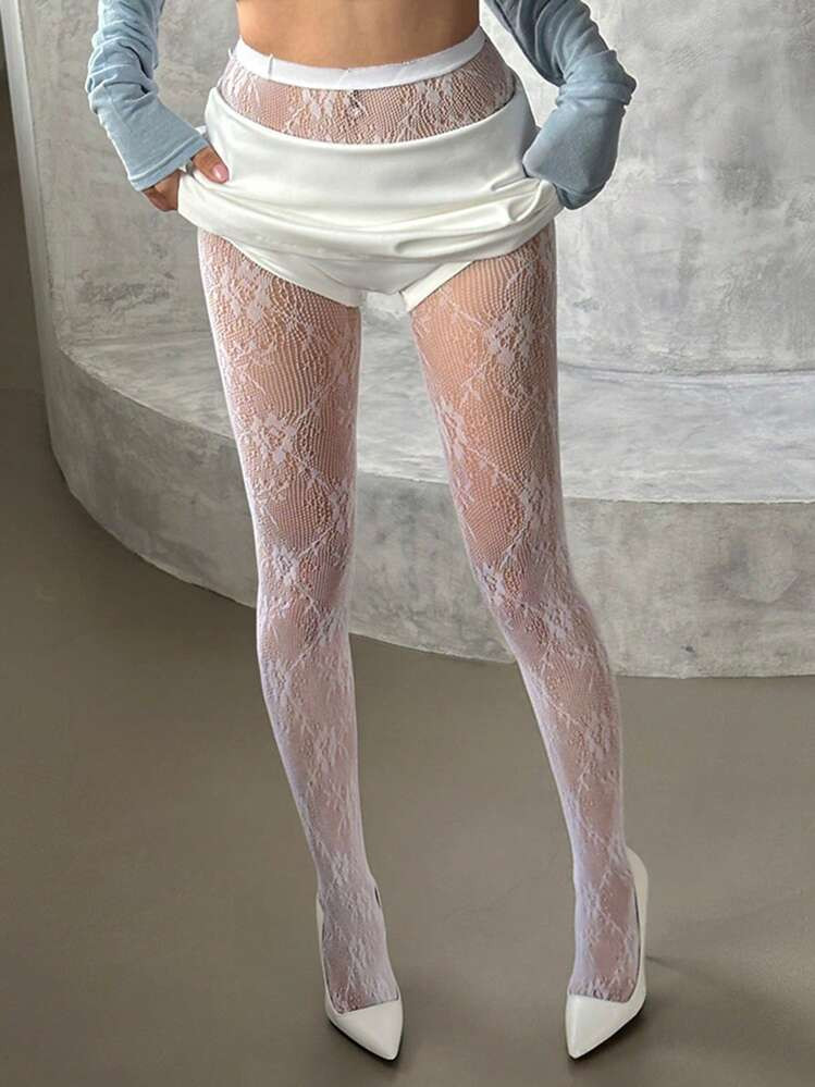 DAZY Leggings En Dentelle Pour Femmes, Collants D'usage Quotidien Casual | SHEIN