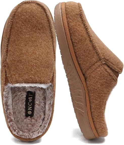 ONCAI Mens Felt Slippers Wool and Cotton-Blend High-Density Memory Foam House Shoes with Indoor a... | Amazon (US)
