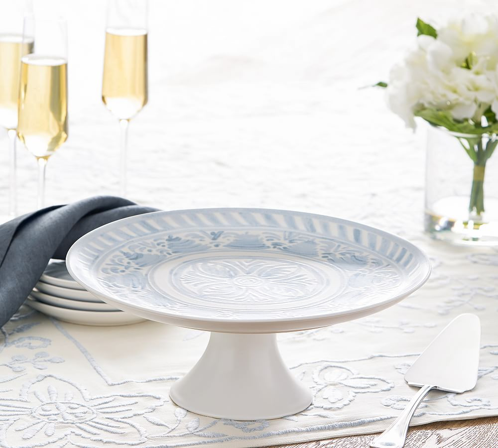 Chambray Tile Stoneware Cake Stand | Pottery Barn (US)