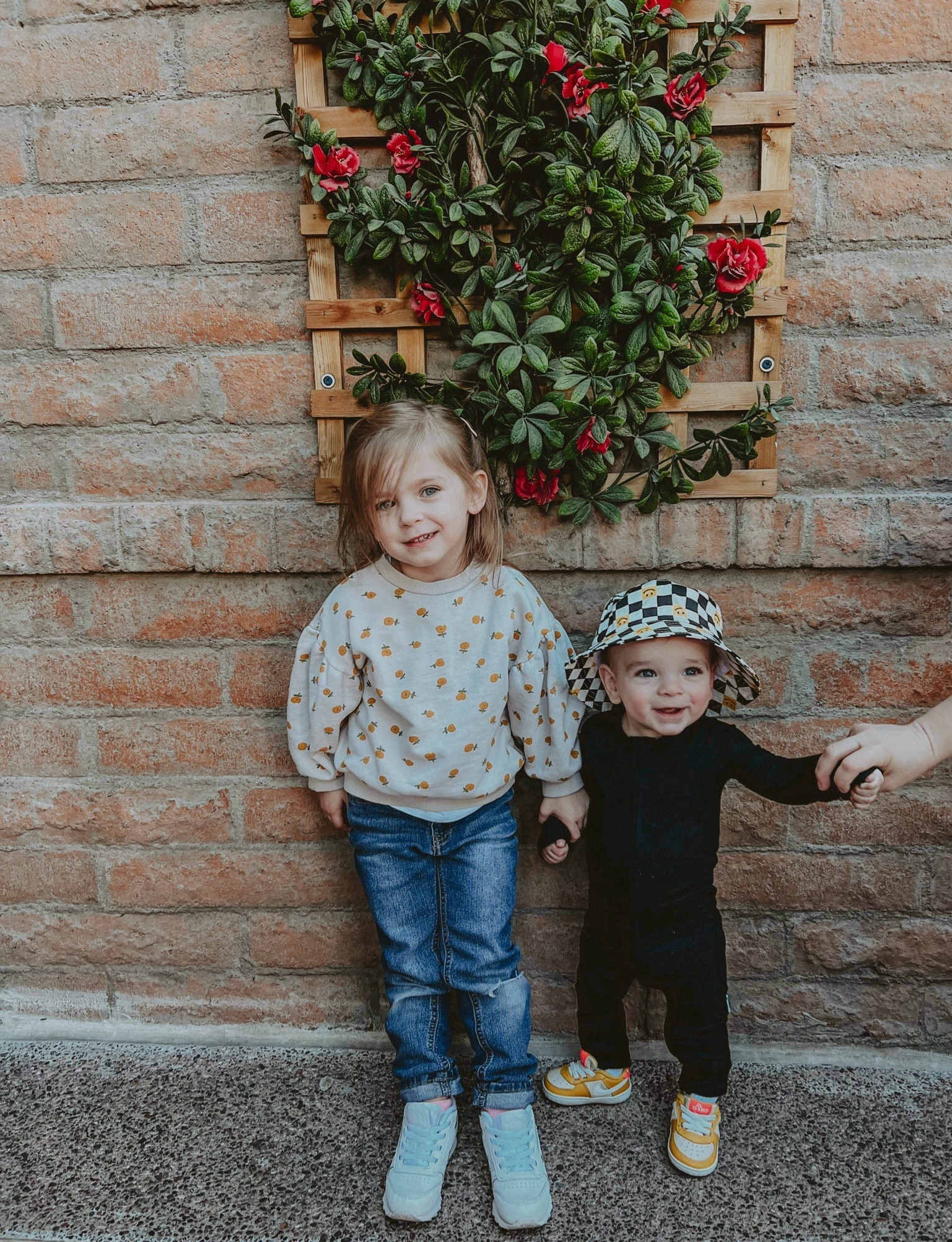 Toddler girl and baby boy fall outfit inspo! Checkered bucket hat, Nike crib sneakers shoes, the cutest! 🖤

#LTKfindsunder50 #LTKbaby #LTKkids