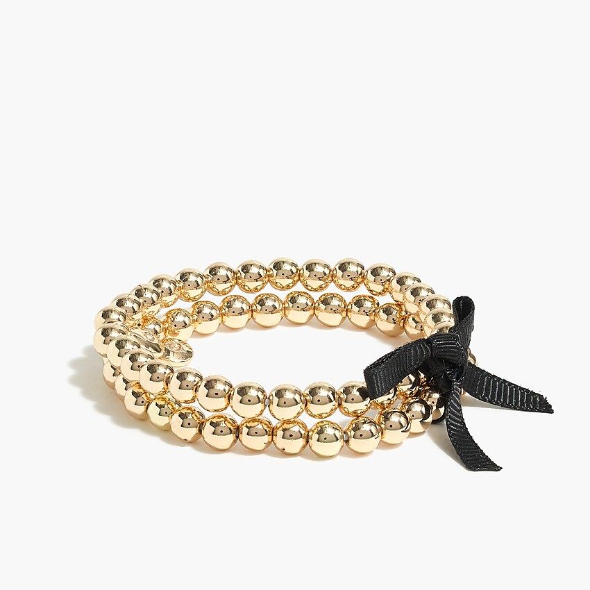 Gold beaded stretch bracelet set-of-two | J.Crew Factory