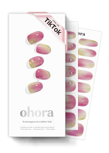 ohora Semi Cured Gel Nail Strips (N Juicy Grape) - Works with Any Nail Lamps, Salon-Quality, Long Lasting, Easy to Apply & Remove - Includes 2 Prep Pads, Nail File & Wooden Stick | Amazon (US)