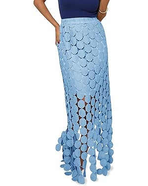 Cicy Bell Womens Hollow Out Maxi Skirts Summer High Waisted Boho Fringe Hem Long Skirt | Amazon (US)
