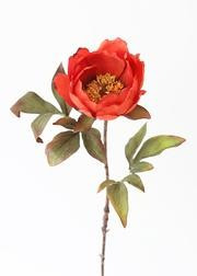 Red Orange Artificial Fall Peony Flower - 22" | Afloral (US)