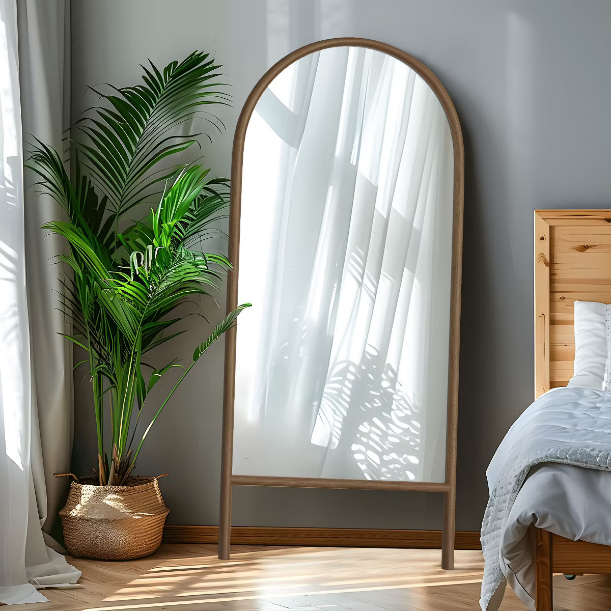 Dovelina Wood Frame Arch-Top Full Length Mirror Leaning Mirror - 71"x31",Brown | Target