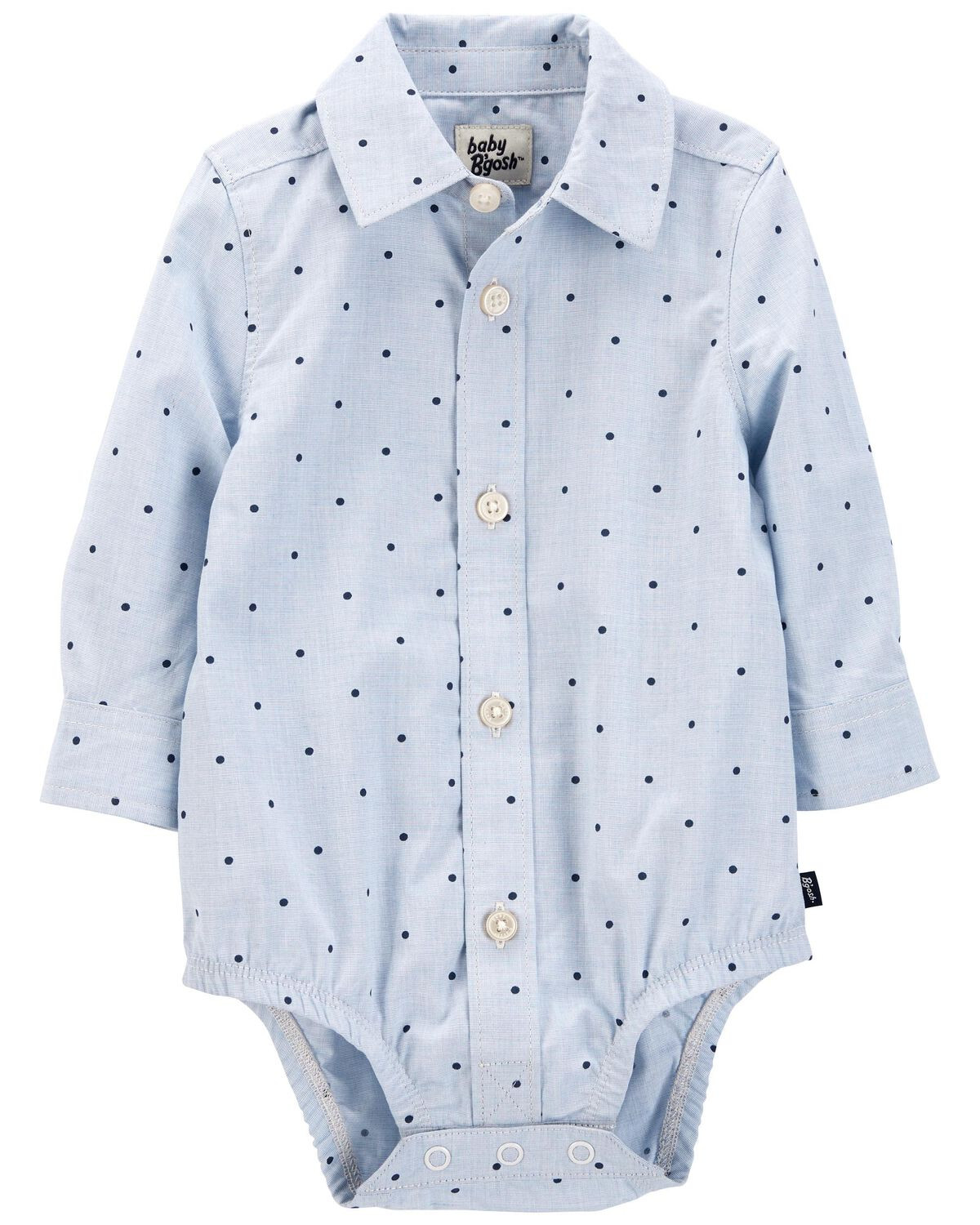 Chambray Baby Polka Dot Button-Front Bodysuit | carters.com | Carter's
