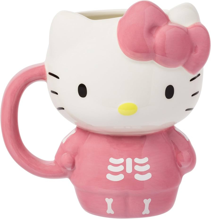 Silver Buffalo Sanrio Hello Kitty Halloween Spooky Pink Skeleton Costume Ceramic 3D Sculpted Mug,... | Amazon (US)